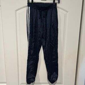 Navy Blue Track Pants with Elastic Waistband and Tapered Legs